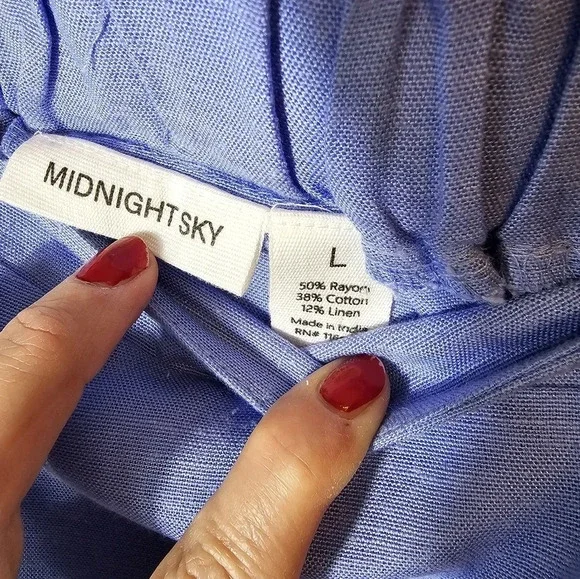 Midnight Sky Blue Tiered Linen Blend Long Skirt Women's Size Large NWT - Picture 4 of 11